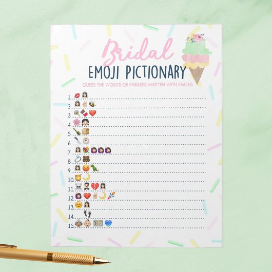 Ice Cream Emoji Pictionary Vrijgezellenfeest Game  Notitieblok