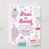 Ice Cream en Cake Four is Sweet 4th Verjaardag Kaart (Voorkant)