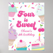 Ice Cream en Cake Four is Sweet 4th Verjaardag Poster (Voorkant)