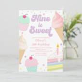 Ice Cream en Cake Nine is zoet 9e verjaardag Kaart (Staand voorkant)