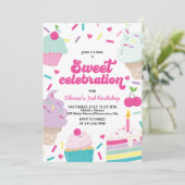 Ice Cream en Cake Sweet Viering Verjaardag Kaart (Staand voorkant)