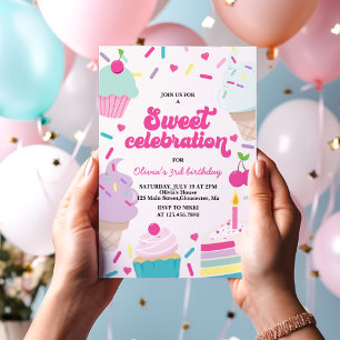 Ice Cream en Cake Sweet Viering Verjaardag Kaart