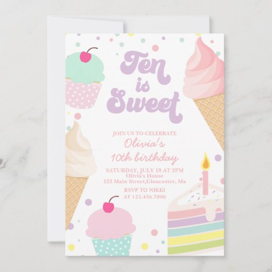 Ice Cream en Cake Ten is lief 10e verjaardag Kaart (Voorkant)