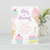 Ice Cream en Cake Ten is lief 10e verjaardag Kaart (Staand voorkant)