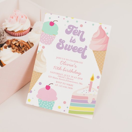 Ice Cream en Cake Ten is lief 10e verjaardag Kaart