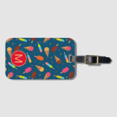 Ice Cream en Lollies Dark Blue Monogram Bagagelabel (Voorkant (horizontaal))