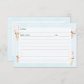 Ice Cream en Polka Dots Blue Recept Kaart (Voorkant / Achterkant)