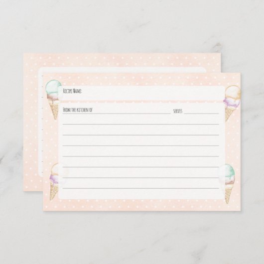 Ice Cream en Polka Dots Recept Kaart (Voorkant / Achterkant)