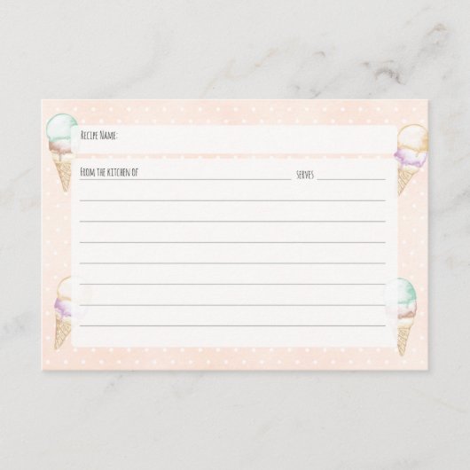 Ice Cream en Polka Dots Recept Kaart (Voorkant)