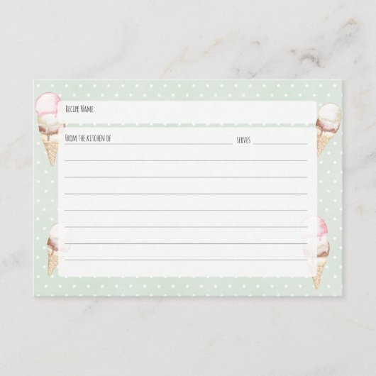 Ice Cream en Polka Dots Recept Kaart (Voorkant)