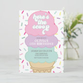 Ice Cream en Sprinkles Birthday Uitnodiging (Staand voorkant)