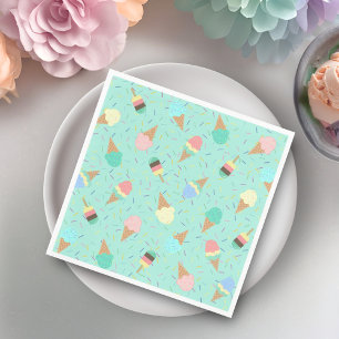 Ice Cream en Sprinkles Sweet Birthday Party Green Servet