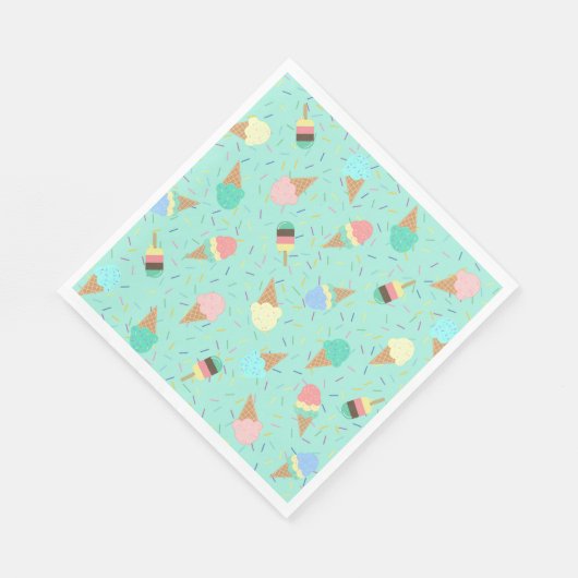 Ice Cream en Sprinkles Sweet Birthday Party Green Servet (Hoek)