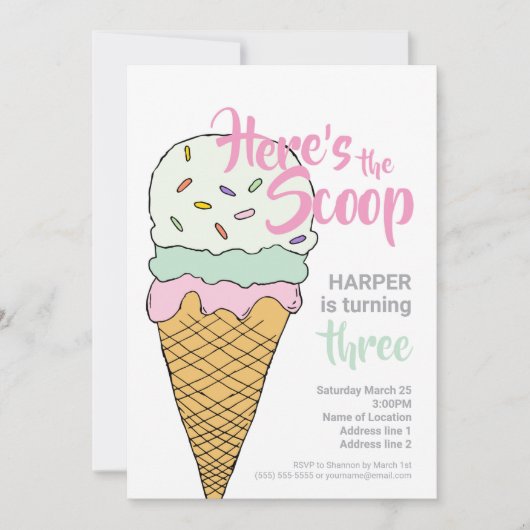 Ice Cream Event Celebration Bewerkbare Ice Cream S Kaart (Voorkant)