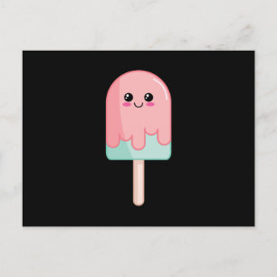 Ice Cream Face Kawaii Food Art Briefkaart