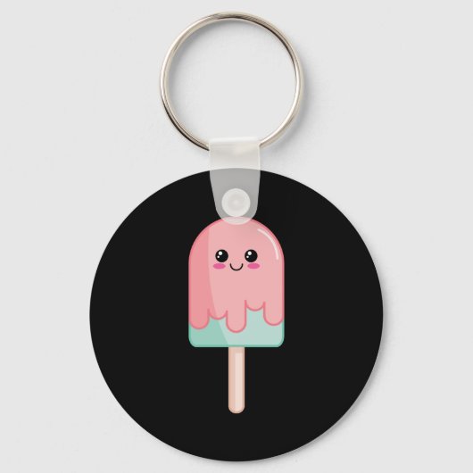 Ice Cream Face Kawaii Food Art Sleutelhanger (Voorkant)