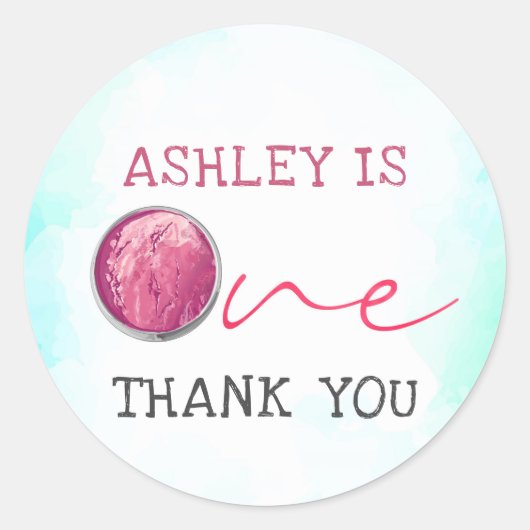 Ice Cream First Birthday Bedankt Ronde Sticker (Voorkant)