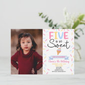 Ice Cream Five is zo lief 5e verjaardagsfeestje Kaart (Staand voorkant)
