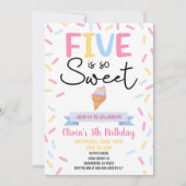 Ice Cream Five is zo lief 5e verjaardagsfeestje Kaart (Voorkant)