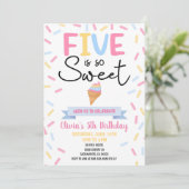 Ice Cream Five is zo lief 5e verjaardagsfeestje Kaart (Staand voorkant)