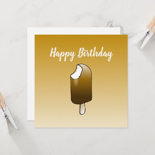 Ice Cream Flat Greeting Birthday Kaart (Voorkant / Achterkant in situ)