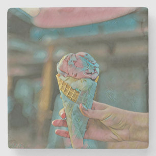 Ice cream flavor stenen onderzetter