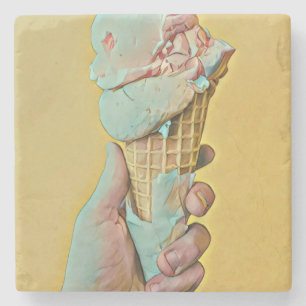 Ice cream flavor stenen onderzetter