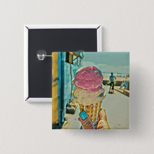 Ice cream flavor vierkante button 5,1 cm (Voorkant /achterkant)