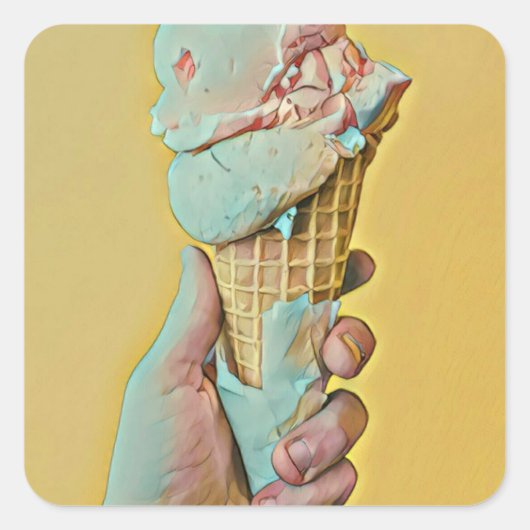 Ice cream flavor vierkante sticker (Voorkant)