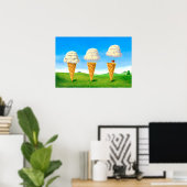 Ice Cream Float - Hete Luchtballon Grappig Schilde Poster (Thuiskantoor)