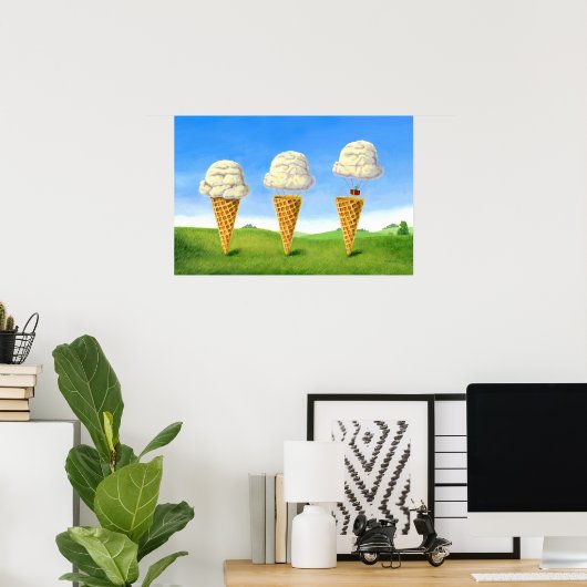 Ice Cream Float - Hete Luchtballon Grappig Schilde Poster (Thuiskantoor)