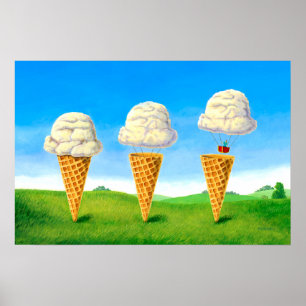 Ice Cream Float - Hete Luchtballon Grappig Schilde Poster