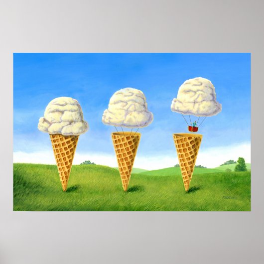 Ice Cream Float - Hete Luchtballon Grappig Schilde Poster (Voorkant)