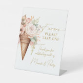 Ice Cream Floral Favors Sign Vrijgezellenfeest Reclamebord Met Voetstuk (Voorkant)