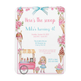 Ice Cream & Floral Verjaardag Uitnodiging Magneet