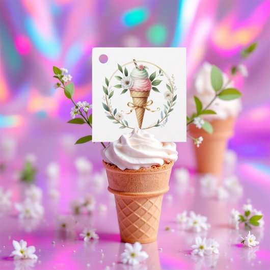 Ice Cream Floral Wreath Vrijgezellenfeest Bedankjes Labels