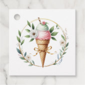 Ice Cream Floral Wreath Vrijgezellenfeest Bedankjes Labels (Voorkant)