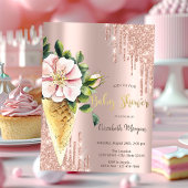 Ice cream Flower Roos Gold Sweets Baby shower Kaart