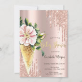Ice cream Flower Roos Gold Sweets Baby shower Kaart (Voorkant)