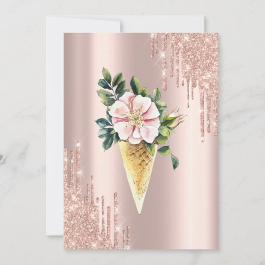 Ice cream Flower Roos Gold Sweets Baby shower Kaart (Achterkant)