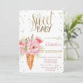 Ice Cream Flowers Fruit Birthday Kaart (Staand voorkant)