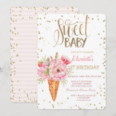 Ice Cream Flowers Fruit Diamonds Birthday Kaart (Voorkant / Achterkant)