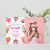 Ice Cream Foto uitnodiging (Staand voorkant)