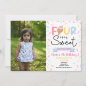 Ice Cream Four Ooit Zoet 4e Verjaardagsfeest Kaart (Voorkant)