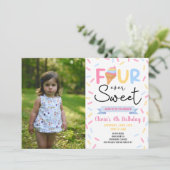 Ice Cream Four Ooit Zoet 4e Verjaardagsfeest Kaart (Staand voorkant)