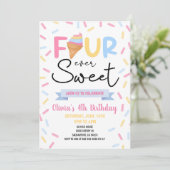 Ice Cream Four Ooit Zoet 4e Verjaardagsfeest Kaart (Staand voorkant)