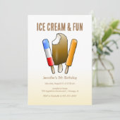 Ice Cream & Fun verjaardagsuitnodiging Kaart (Staand voorkant)