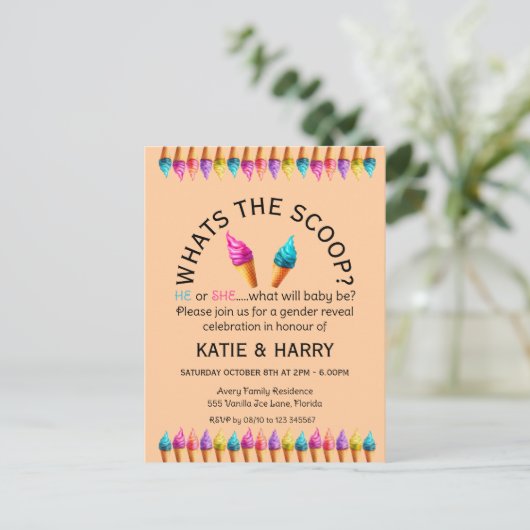 Ice Cream Gender onthullen Briefkaart (Staand voorkant)
