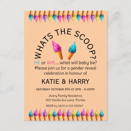 Ice Cream Gender onthullen Briefkaart (Voorkant)