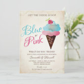 Ice Cream Gender onthullen Invitation BLUE OF PINK Kaart (Staand voorkant)